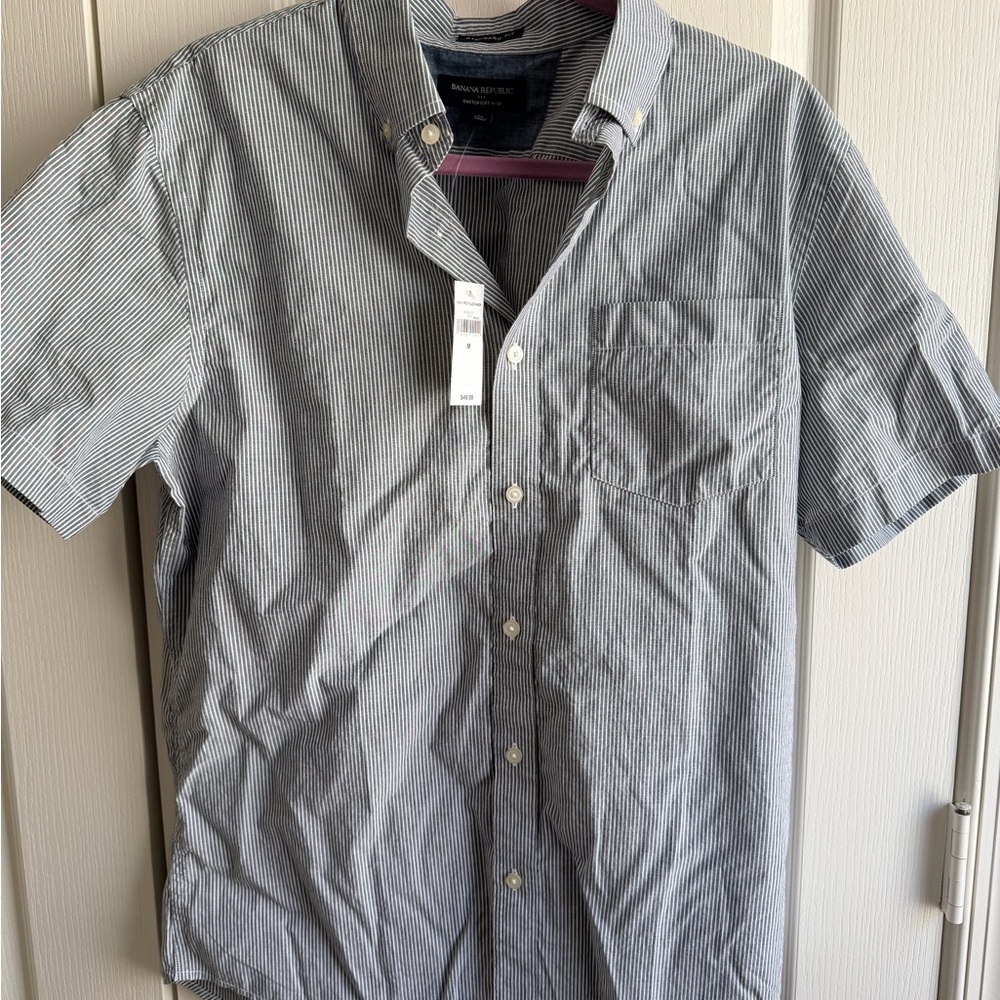 Banana Republic Black and White Striped Casual Shirt